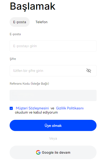 BingX kayıt olma işlemi