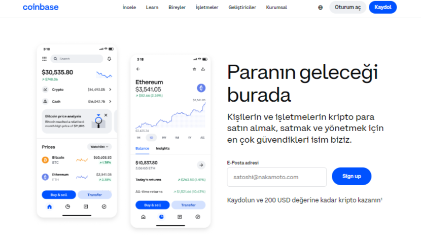 Coinbase ile anında para çekimi