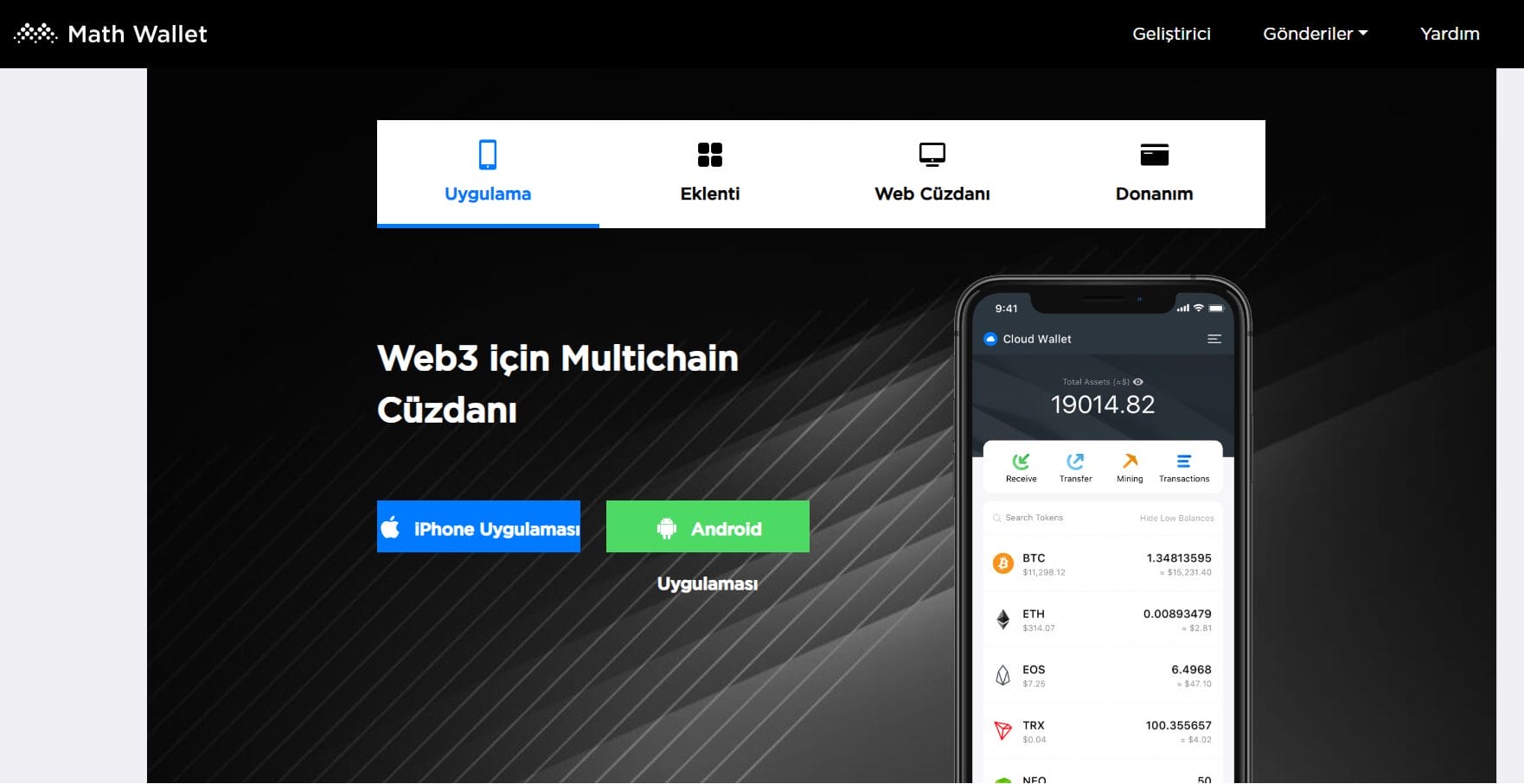 &ccedil;oklu blok zinciri desteği ve DApp entegrasyonu sunan c&uuml;zdan