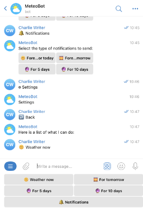 Telegram Hava durumu botu