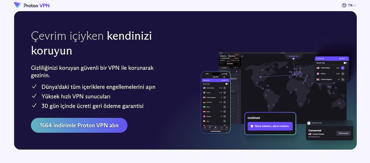 Proton VPN giriş sayfası