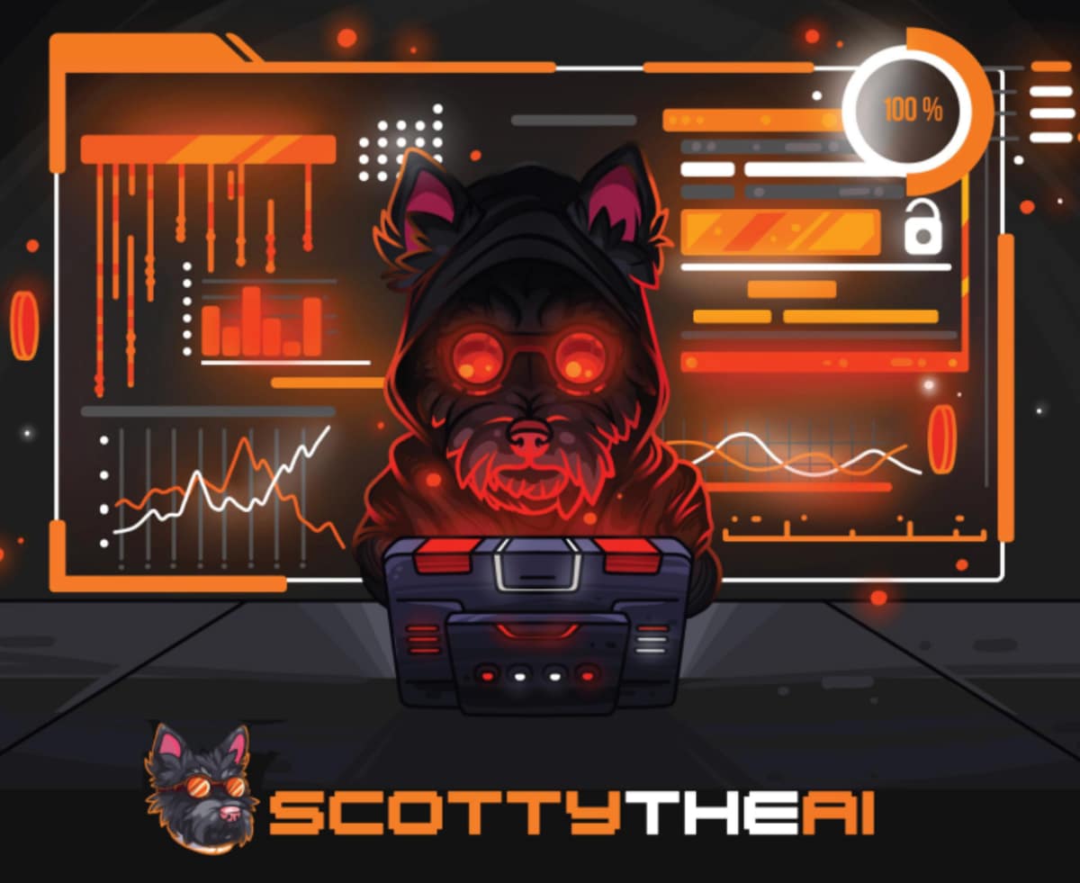 仮想通貨の世界の守護者を担うScotty the AIのロゴ犬
