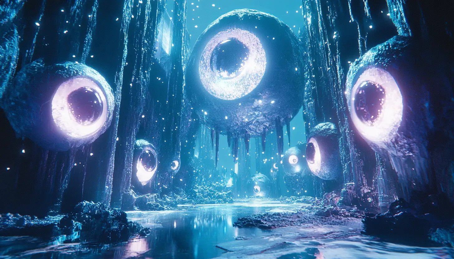 幻想的な水中世界のような空間。