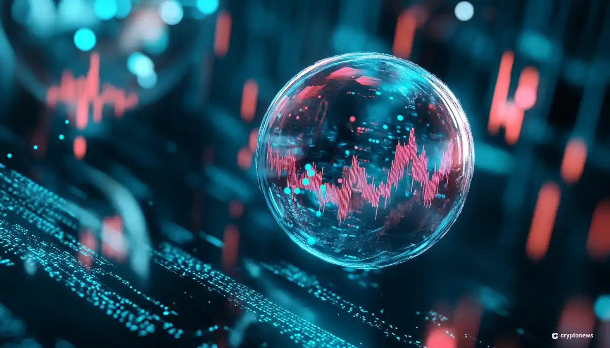 仮想通貨市場のバブルを象徴する透明な球体。