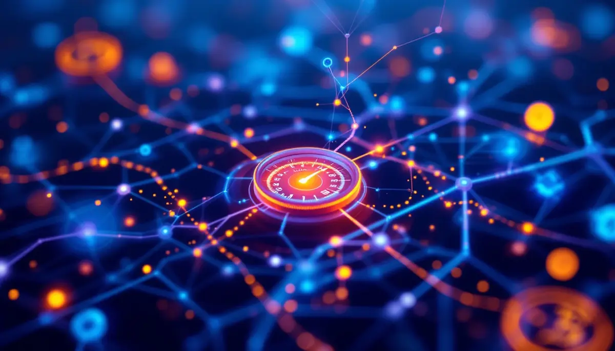 ブロックチェーンの接続と速度を表現した抽象的なイメージ