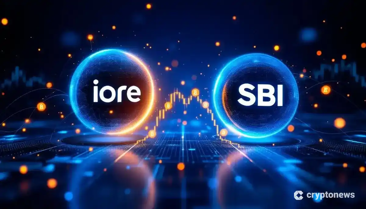 イオレとSBI VCトレードの提携を象徴するデジタルなビットコインのイメージ