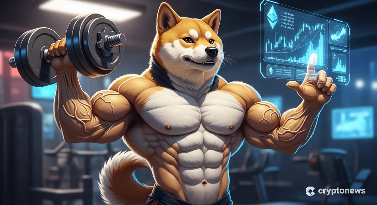 筋トレしながら仮想通貨トレードするマッチョな柴犬