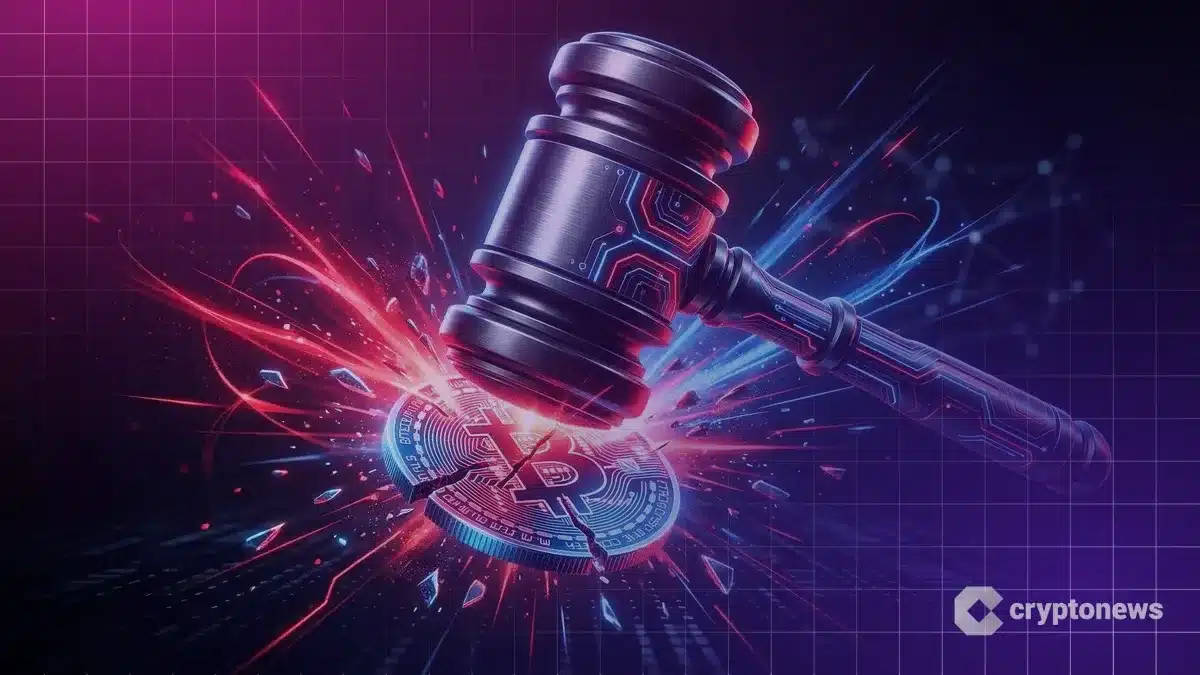 金融庁による仮想通貨の無登録業者への罰則強化を象徴する画像