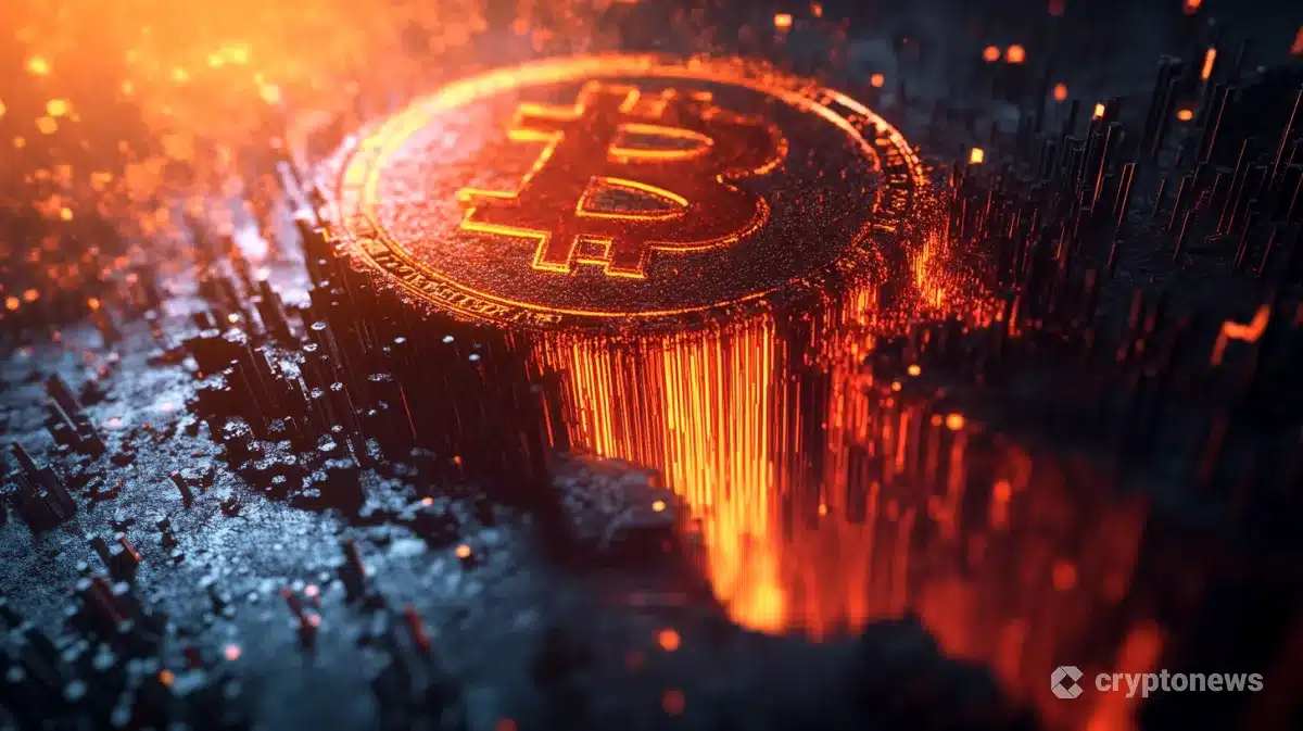 ビットコインから大量の資金が流れ出る象徴的な3D画像