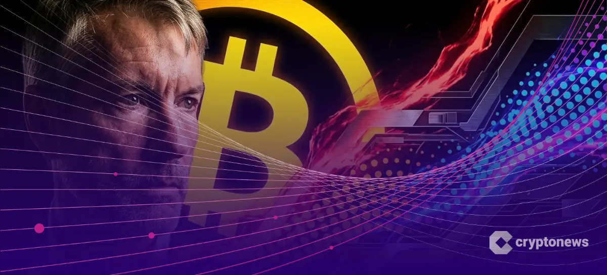 マイケル・セイラー氏とビットコインの戦略変化を示す抽象グラフィック