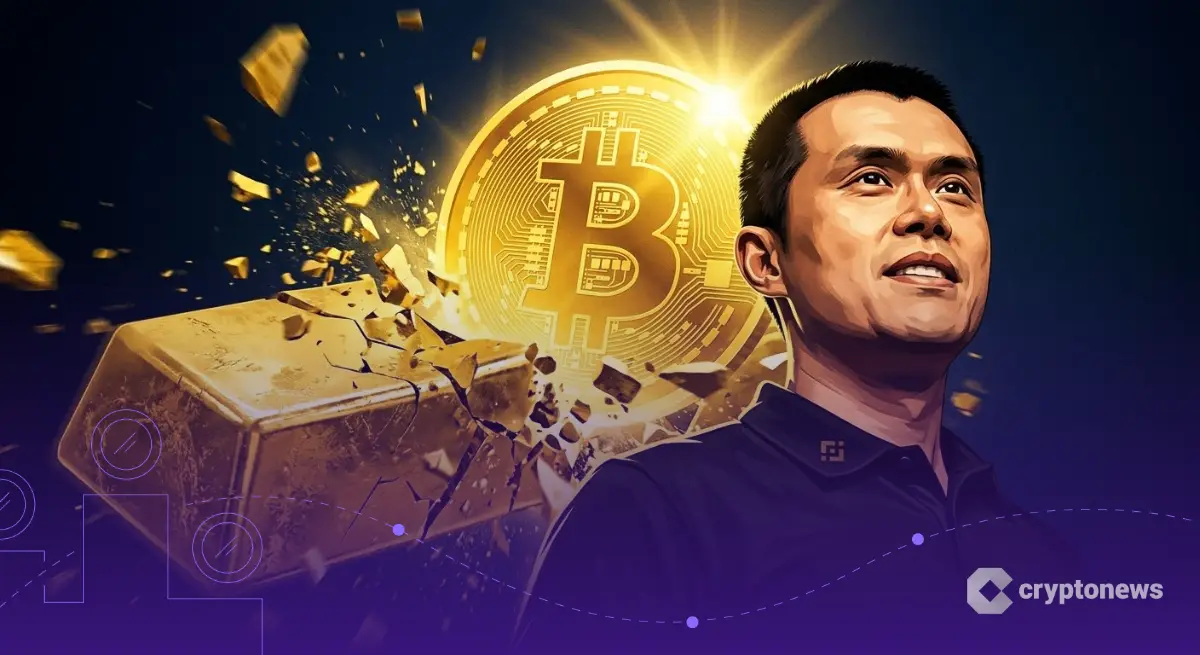 バイナンス創設者CZと金を上回るビットコインのイメージ