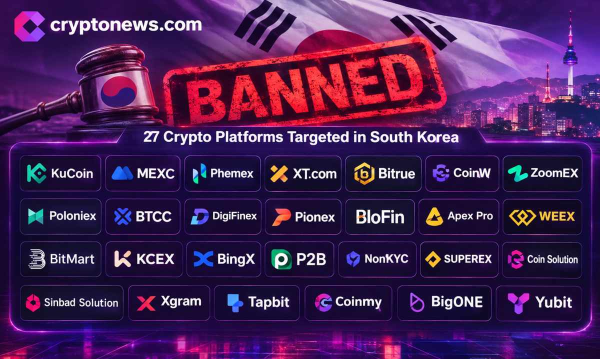 韓国で仮想通貨取引所への禁止措置が拡大し、27の取引所サイトがアクセスブロックの対象に。利用者には資産の引き出しが警告されている。