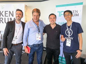 The Stablecoins Panel featured (left to right): Nate Whitehill, Fred Krueger, Justin Wu, and Kory Hoang