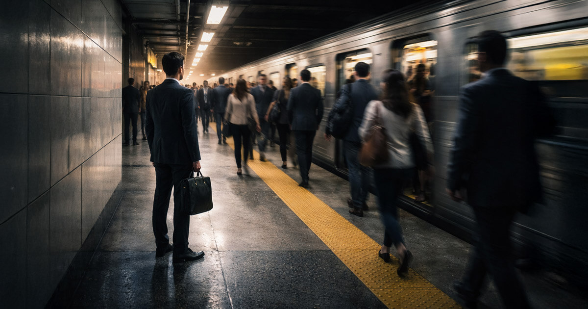 Commuters waiting on a crowded subway platform, symbolizing major payroll revisions that cut 862,000 jobs and highlight uncertainty in headline jobs data