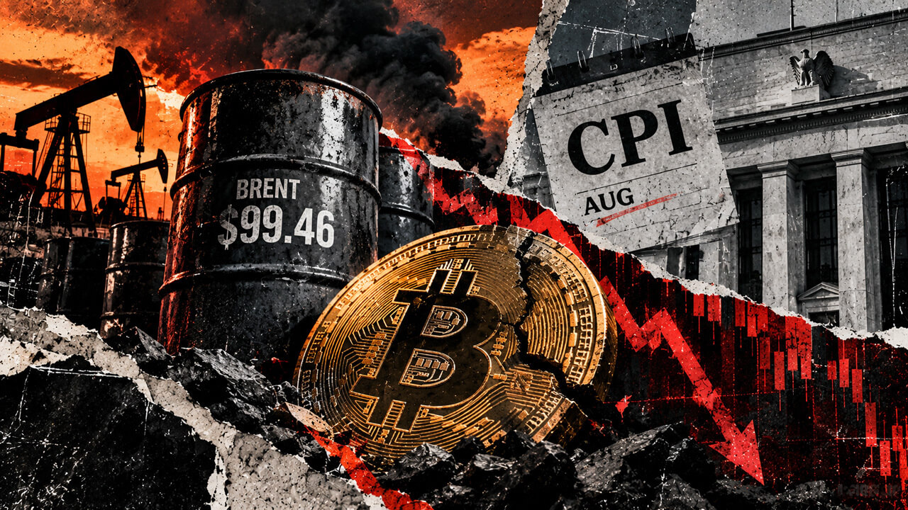 Bitcoin is squeezed by near-$100 Brent crude as rising energy costs create fresh inflation pressure beyond August CPI.