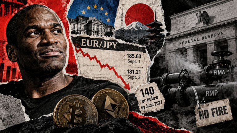 Arthur Hayes watches EUR/JPY fall as dormant Fed FIMA and RMP channels suggest crypto’s liquidity alarm has not yet triggered.