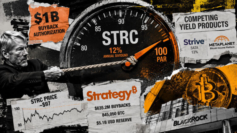 Michael Saylor pulls STRC toward $100 par as buybacks, Bitcoin reserves, and rival yield products intensify pressure.