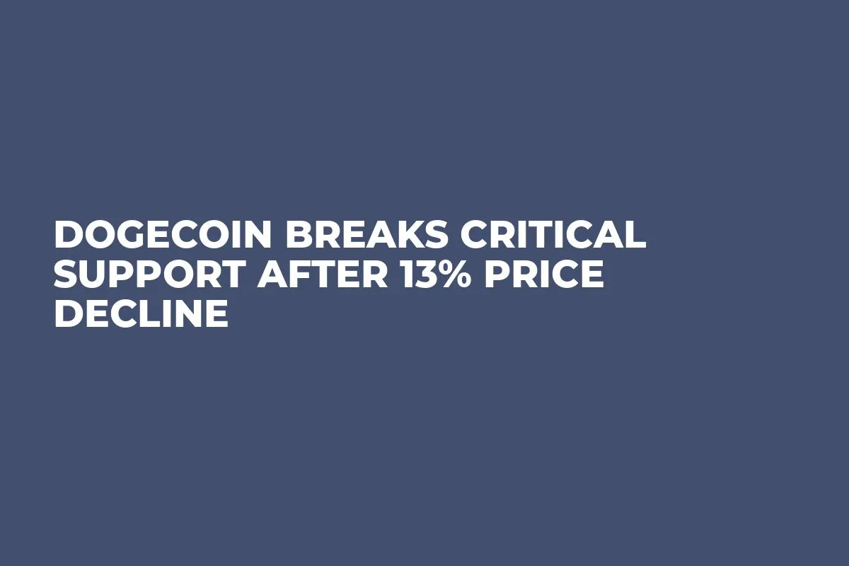 Dogecoin Breaks Critical Support After 13% Price Decline