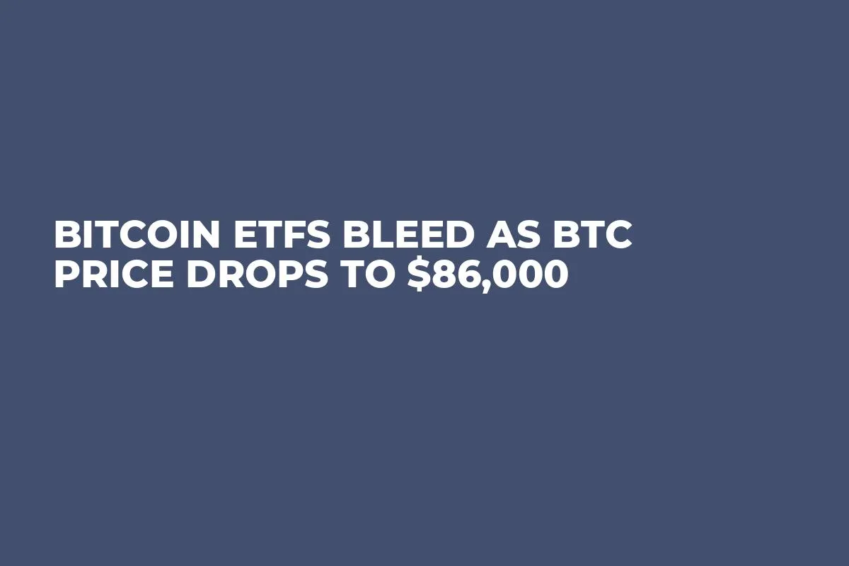 Bitcoin ETFs Bleed as BTC Price Drops to $86,000
