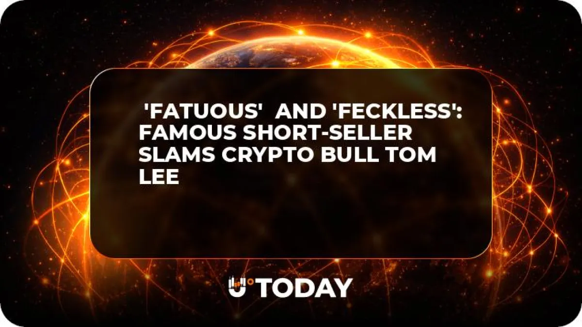  'Fatuous'  and 'Feckless': Famous Short-Seller Slams Crypto Bull Tom Lee  