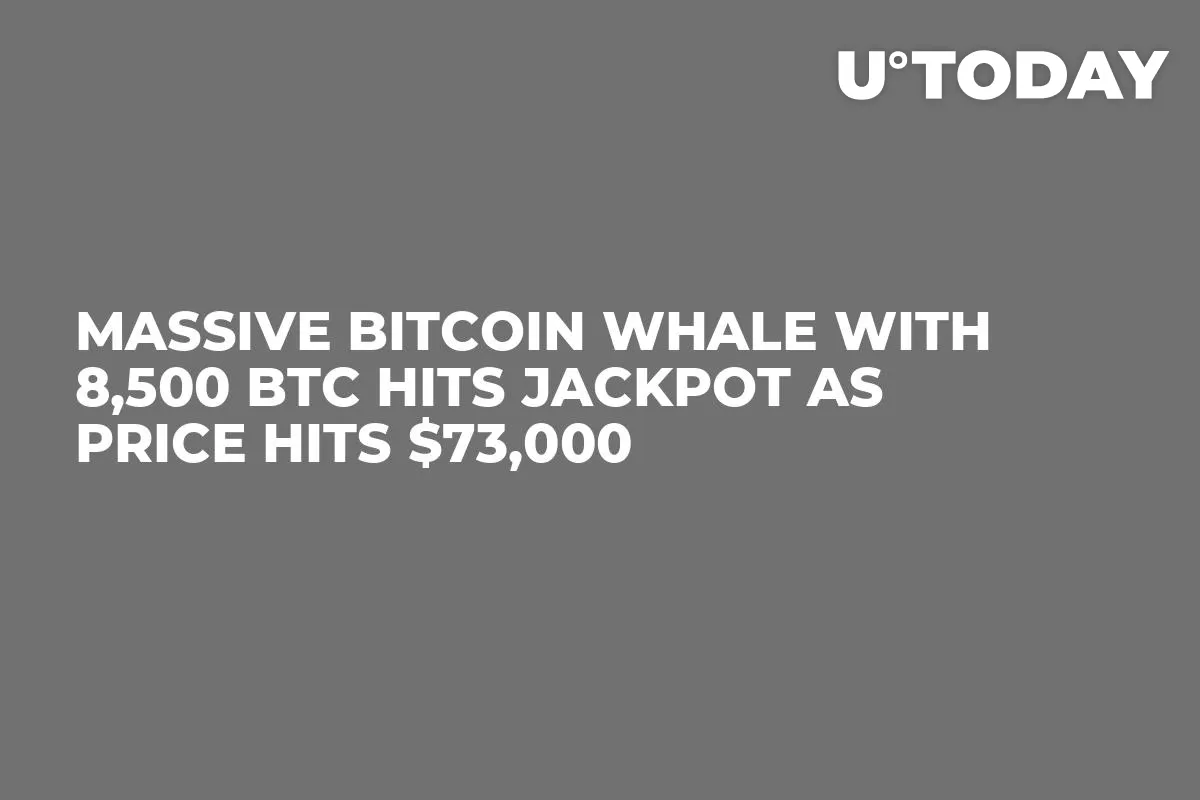 Massive Bitcoin Whale With 8,500 BTC Hits Jackpot as Price Hits $73,000
