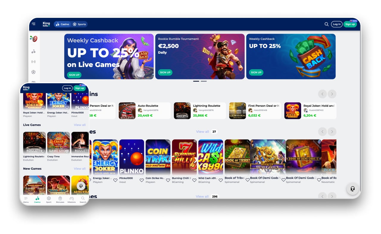 kinghills casino homepage