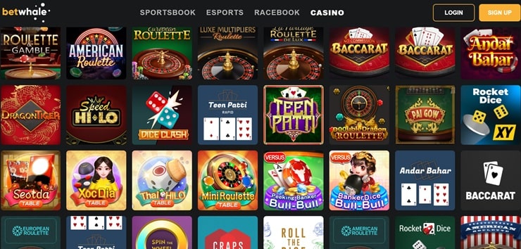 screenshot of BetWhale a top rated online casino for real money