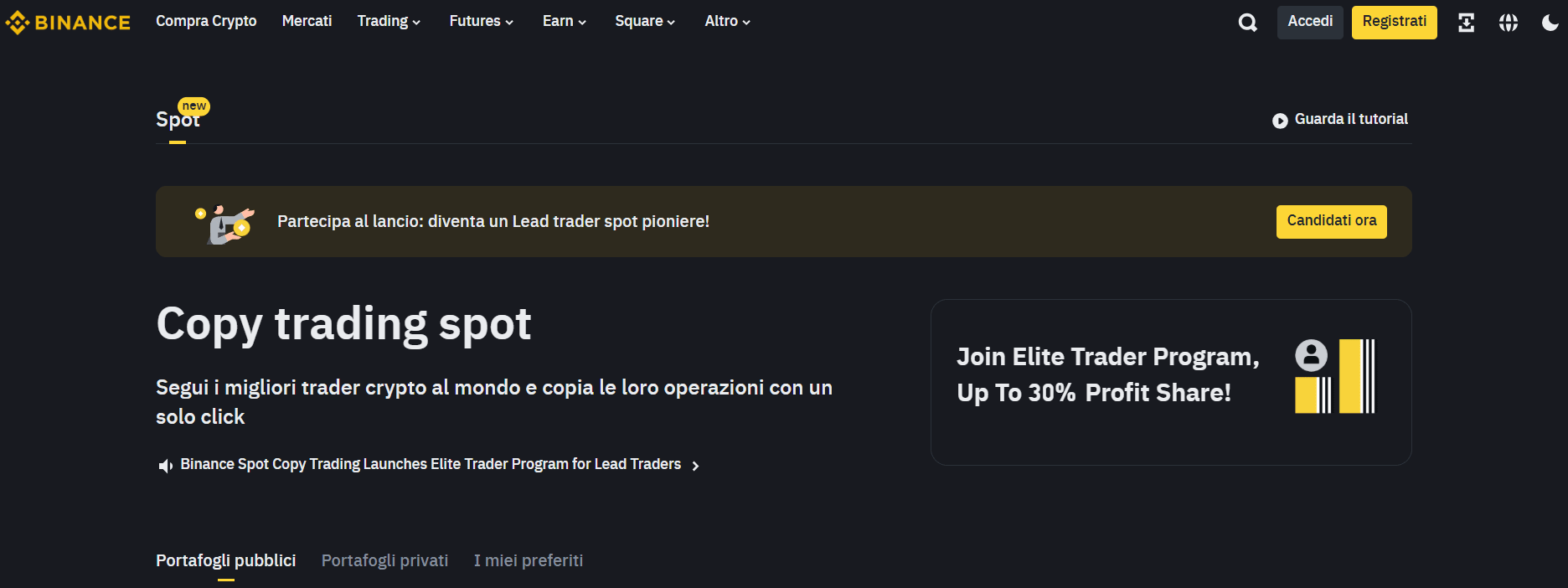 piattaforme copy trading - binance