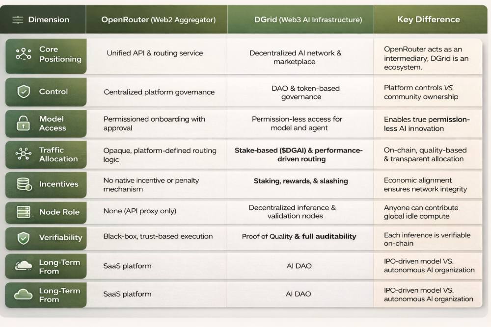 openrouter vs dgrid en comparación